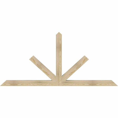 Ekena Millwork Saratoga Rough Sawn Timber Gable Bracket, Douglas Fir, 84"W x 38"H x 4"D x 4"F, 11/12 Pitch GBW084X38X0404SAR00RDF